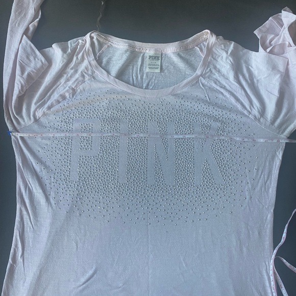 🪴PINK - Long Sleeve Baby Pink Top w/ metal studs spelling “PINK” - Picture 9 of 11
